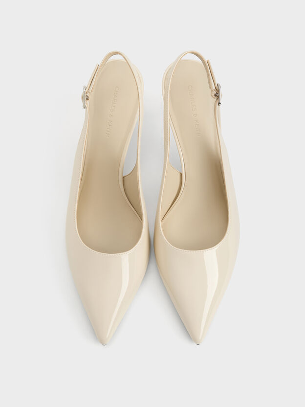 Kaia Patent Slingback Pumps, Chalk, hi-res