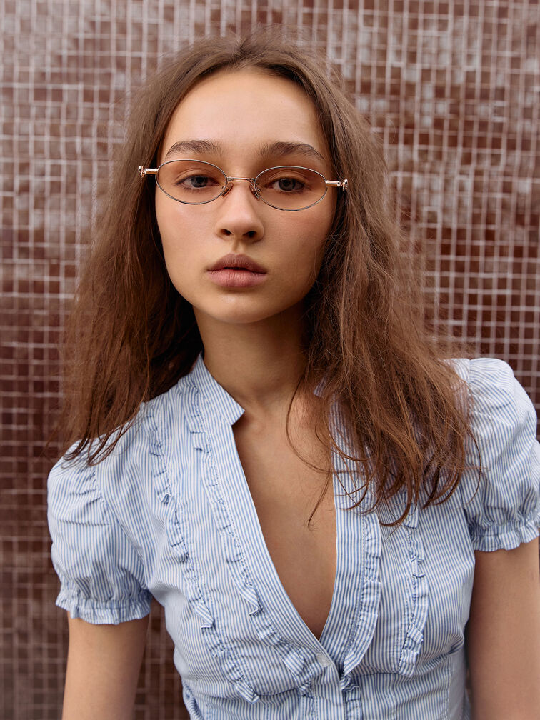 Paige Bow Crystal Sunglasses, Rose Gold, hi-res