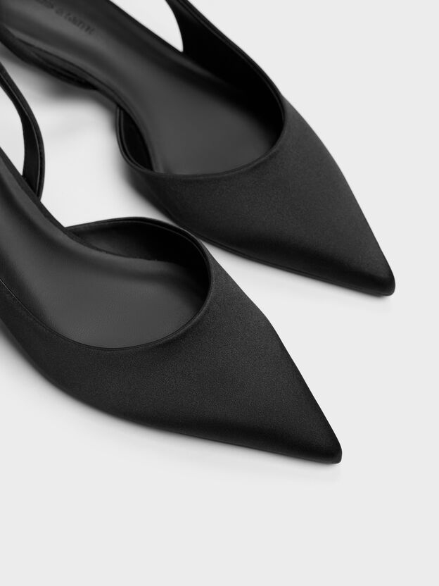 Brantley Bow Slingback Kitten Heels, Black Textured, hi-res