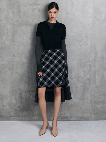 Patent Stiletto-Heel Pointed-Toe Slingback Pumps, Taupe, hi-res