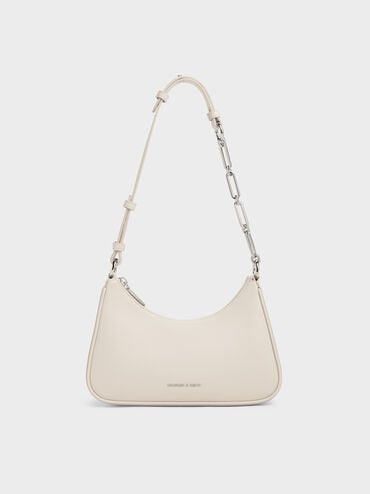 Lane Chain-Link Shoulder Bag, Shell Grey, hi-res