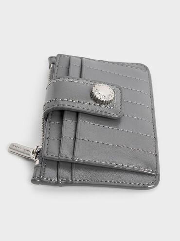 Donna Crinkle-Effect Panelled Card Holder, Grey, hi-res