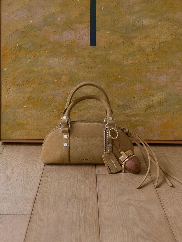 Tatiana Studded Bowling Bag, Sand, hi-res