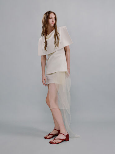 Patent Block-Heel Ankle-Strap Thong Sandals, Red, hi-res