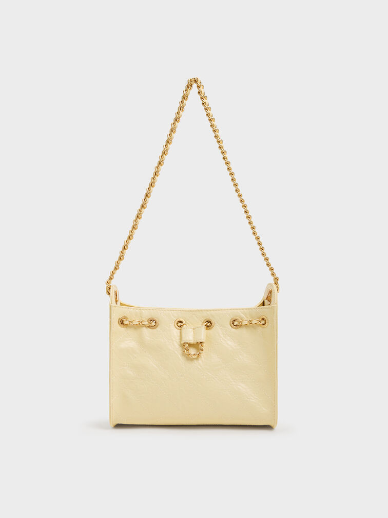 Duo Quilted Drawstring Bucket Bag, Butter Yellow, hi-res