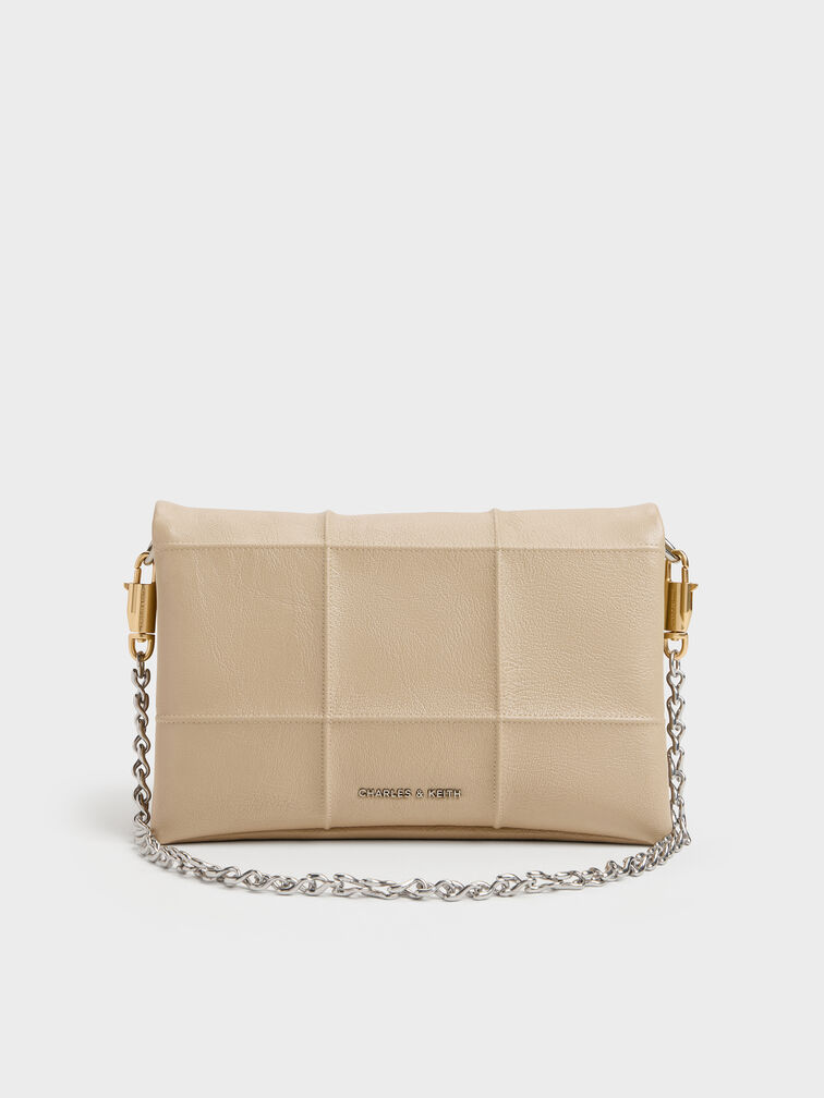 Delfina Quilted Wallet On Chain, Sand Beige, hi-res