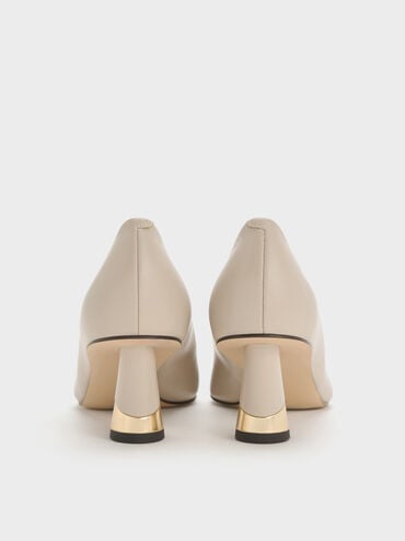 Metallic Sculptural Heel Pumps, Chalk, hi-res