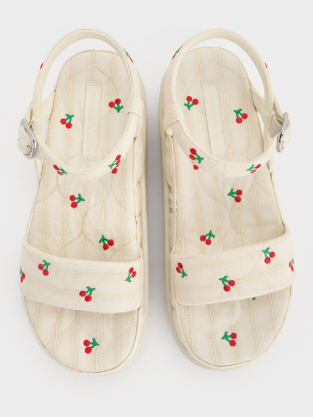 Cherry-Print Flatform Sandals, Multi, hi-res