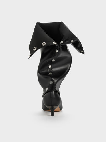 Gael Studded Convertible Kitten-Heel Knee-High Boots, Black, hi-res
