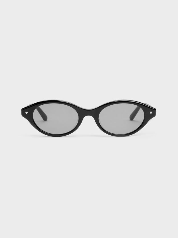 Pecola Oval Sunglasses, Black, hi-res