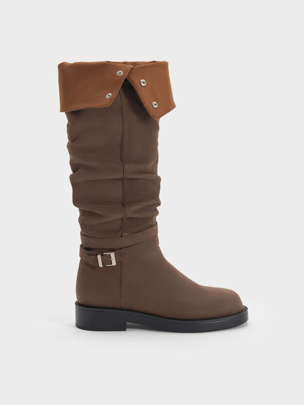 Eilis Faux Suede Thigh-High Boots, Dark Brown Textured, hi-res