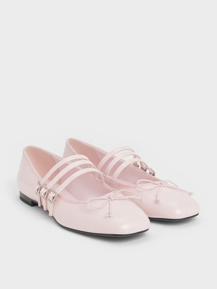 Triple-Strap Mary Janes, Light Pink, hi-res