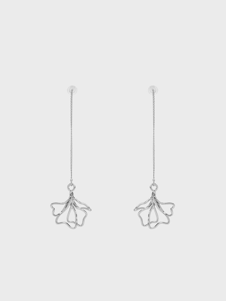 Fernley Flower Chain Drop Earrings, Silver, hi-res