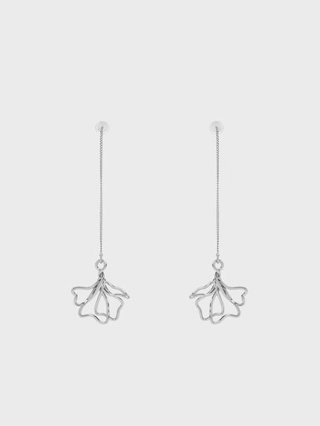 Fernley Flower Chain Drop Earrings, Silver, hi-res