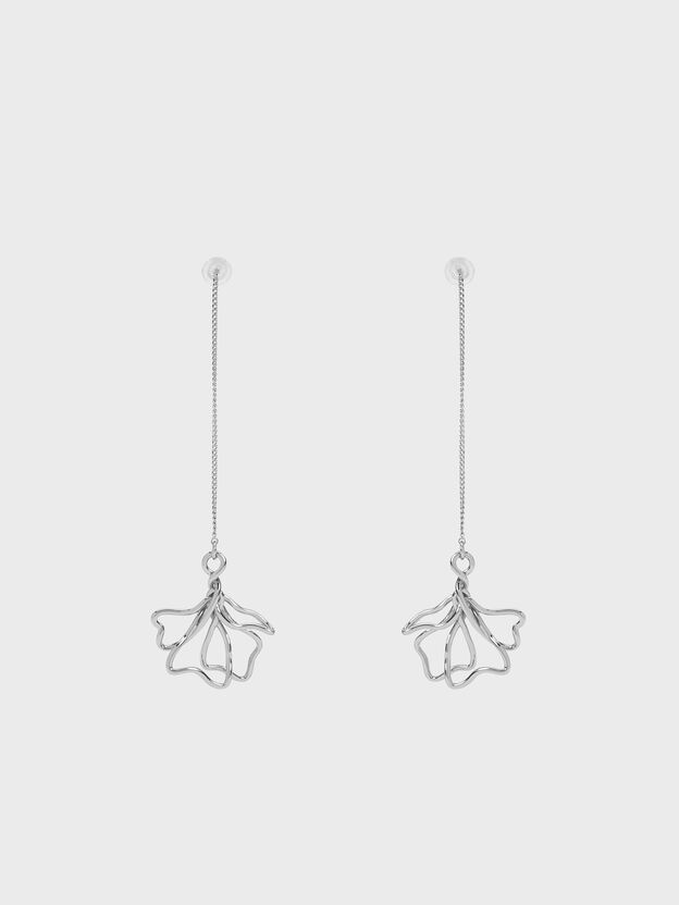 Fernley Flower Chain Drop Earrings, Silver, hi-res