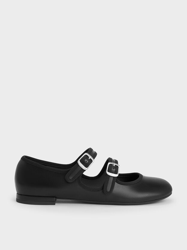 Mary Jane Flats, Black, hi-res