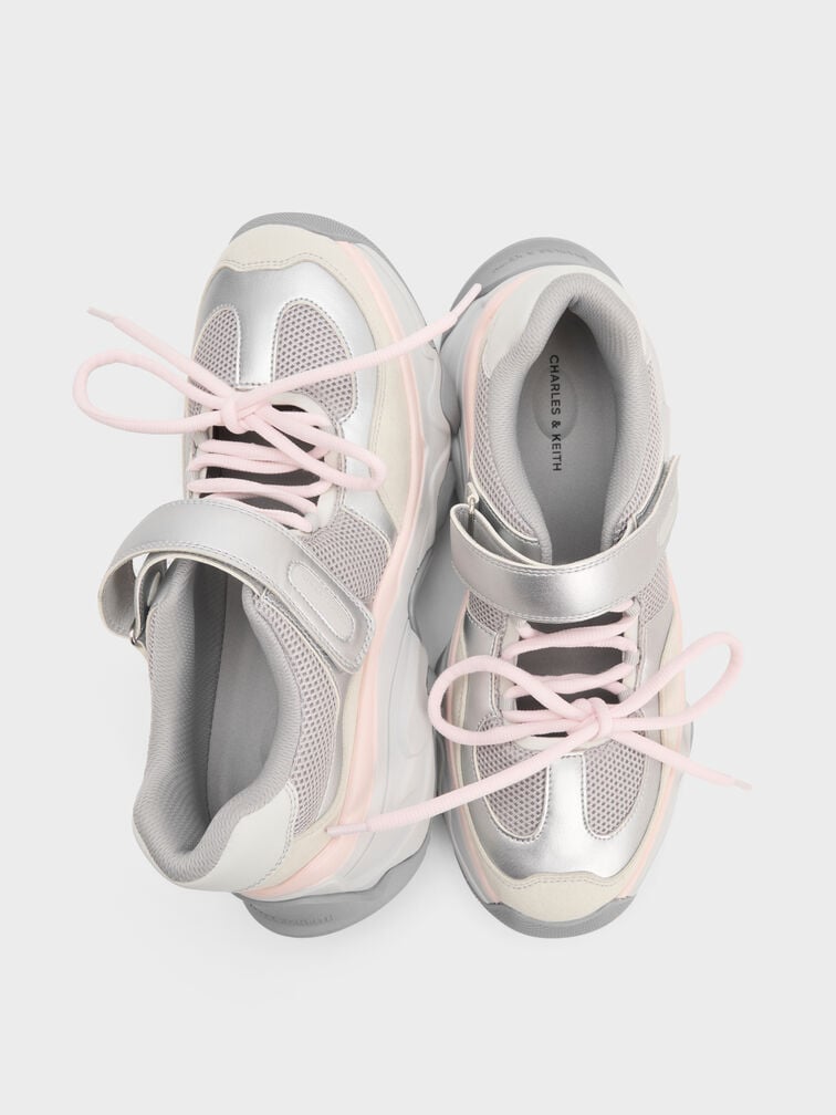 Gaskell Metallic Mesh Mary Jane Sneakers, Light Pink, hi-res