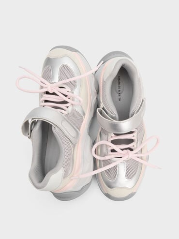 Gaskell Metallic Mesh Mary Jane Sneakers, Light Pink, hi-res