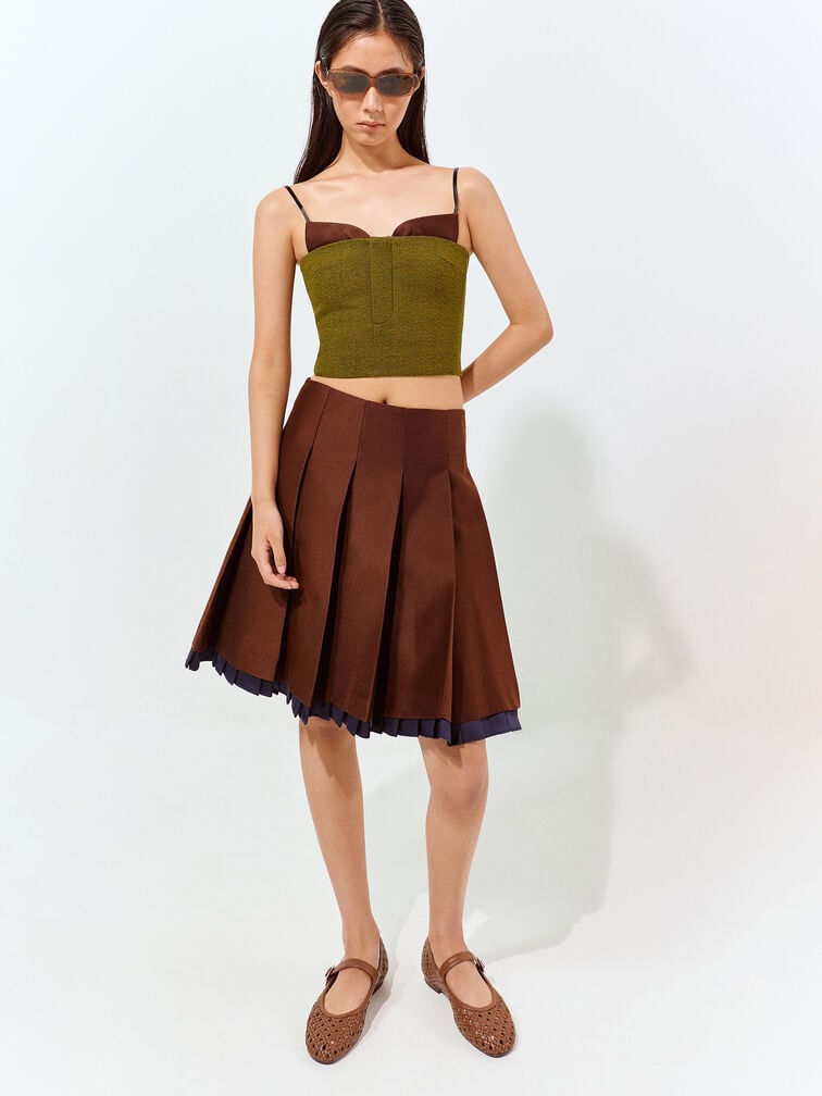 Woven Mary Jane Flats, Brown, hi-res