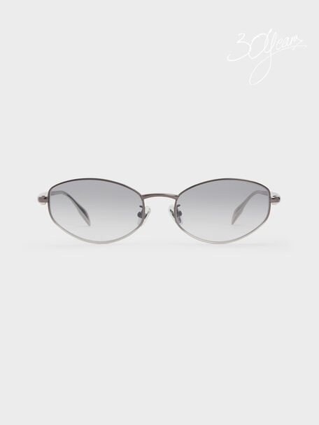 Celestia Ombre Crystal-Accent Oval Sunglasses, Grey, hi-res