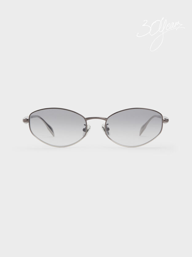 Celestia Ombre Crystal-Accent Oval Sunglasses, Grey, hi-res
