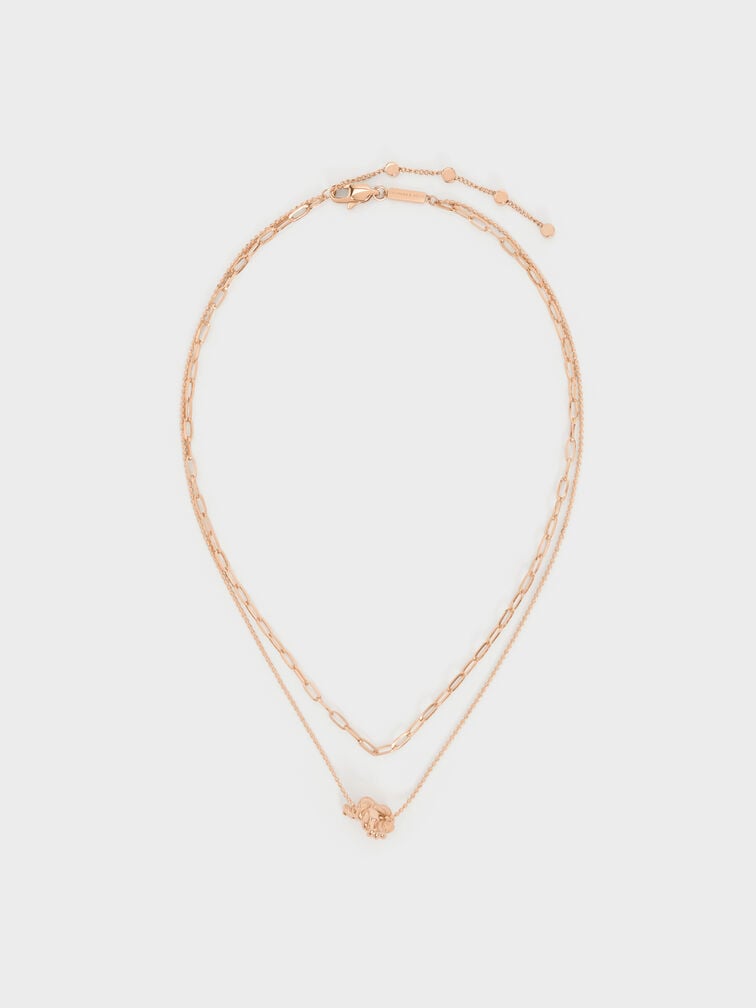 Sable Rope-Knot Double-Chain Necklace, Rose Gold, hi-res