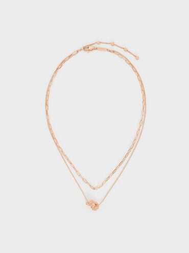 Sable Rope-Knot Double-Chain Necklace, Rose Gold, hi-res
