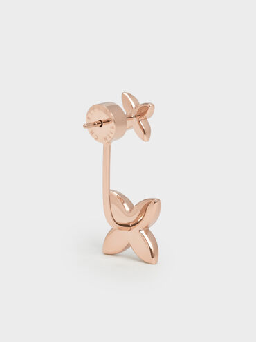 Felicity Flower-Motif Crystal Stud Jacket Earrings, Rose Gold, hi-res