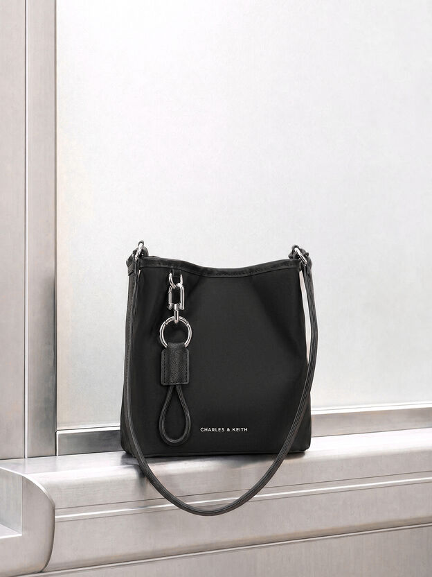 Levy Nylon Bucket Bag, Noir, hi-res