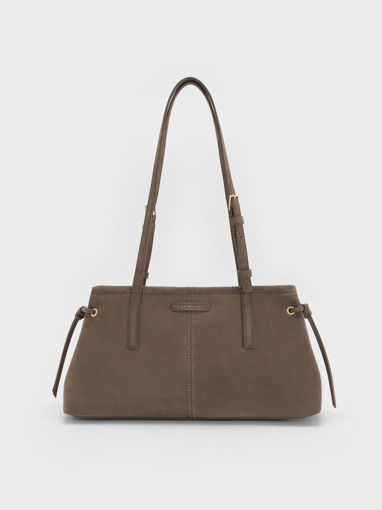 Noane Elongated-Handle Shoulder Bag, Stone Grey, hi-res