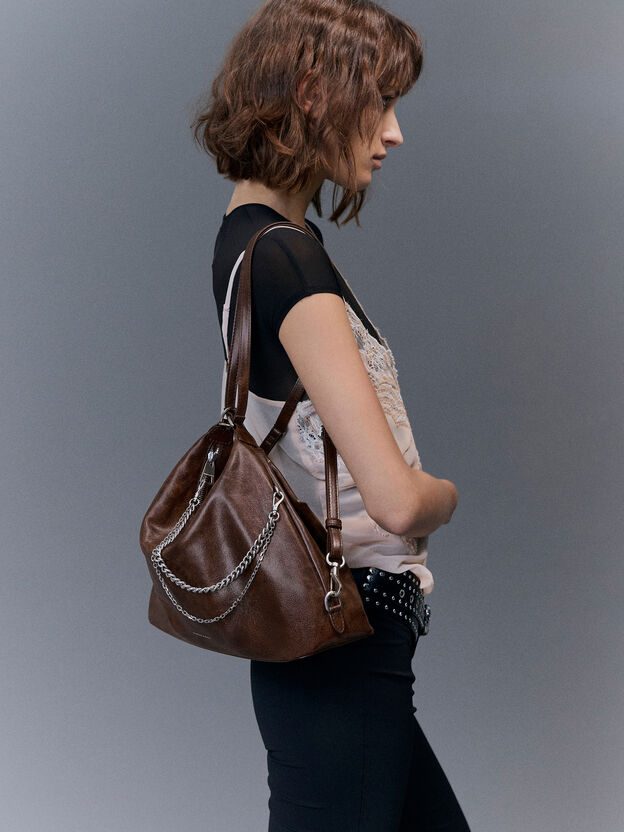 Atwood Chain Convertible Hobo Bag, Distressed Coffee, hi-res