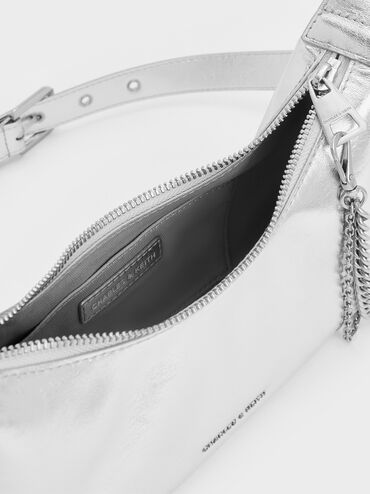 Atwood Chain-Embellished Shoulder Bag, Silver, hi-res