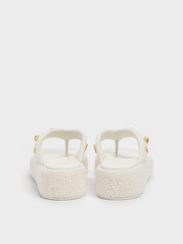 Tweed Beach Flatform Thong Sandals, Chalk, hi-res