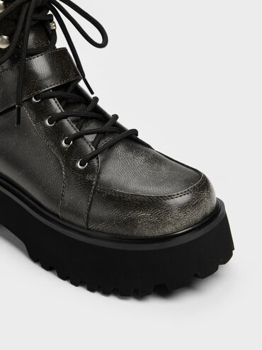 Eliot Platform Combat Boots, Grey, hi-res