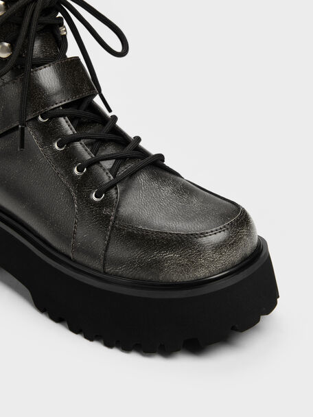 Eliot Platform Combat Boots, Grey, hi-res