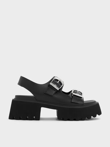 Nadine Slingback Platform Sandals, Black, hi-res