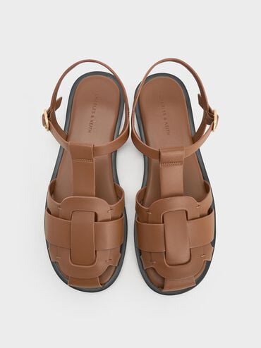 Easley T-Bar Caged Sandals, Caramel, hi-res