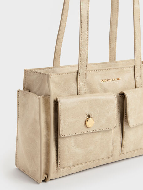 Zevon Multi-Pocket Tote Bag, Sand, hi-res