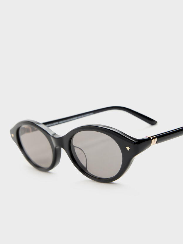 Pecola Oval Sunglasses, Black, hi-res