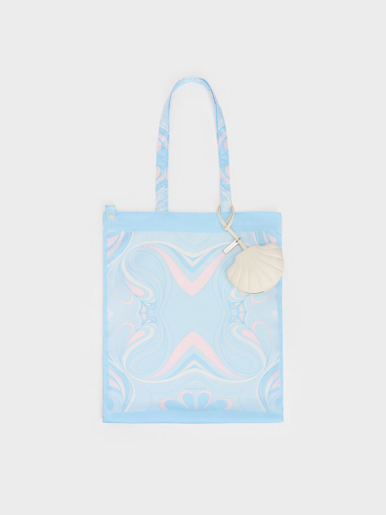 Seashell Swirl-Scarf Charm, Blue, hi-res