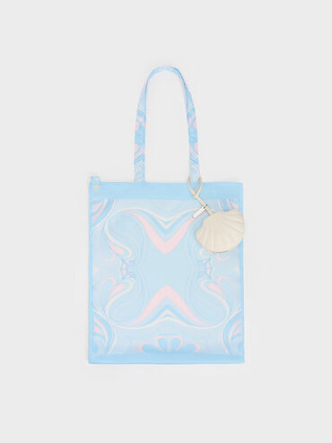 Seashell Swirl-Scarf Charm, Blue, hi-res