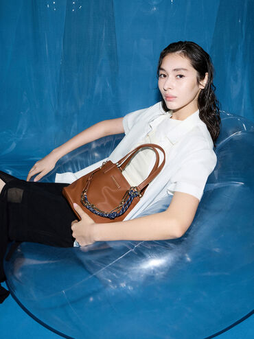 Addison Canvas Knotted-Rope Reversible Tote Bag, Taupe Canvas, hi-res