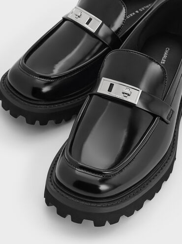 Lando Metallic-Accent Platform Loafers, Black Box, hi-res