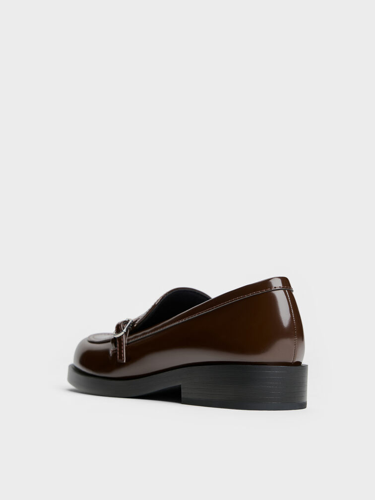 Georgie Chain Loafers, Dark Brown, hi-res
