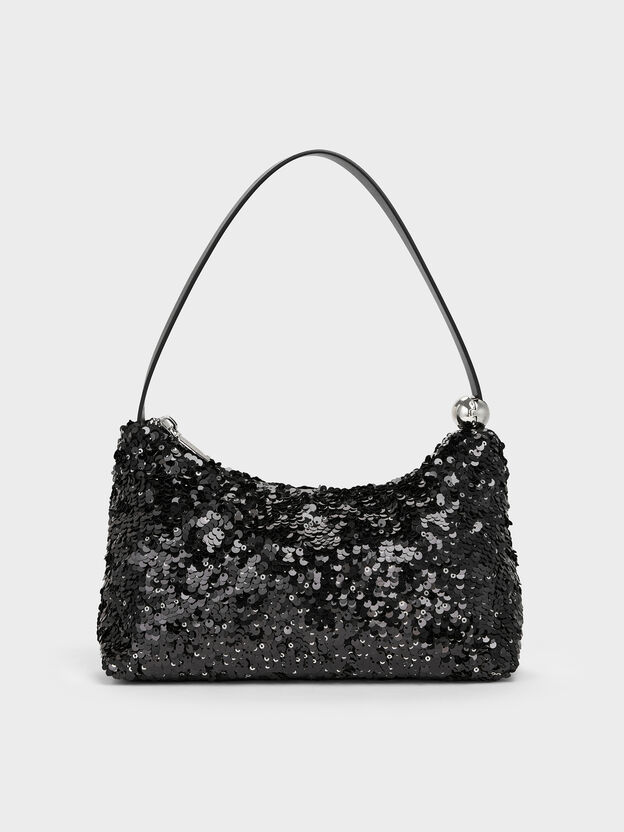 Jesmyn Sequinned Two-Way Bag, Noir, hi-res