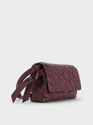 Ivette Woven Crossbody Bag, Wineberry Red, hi-res