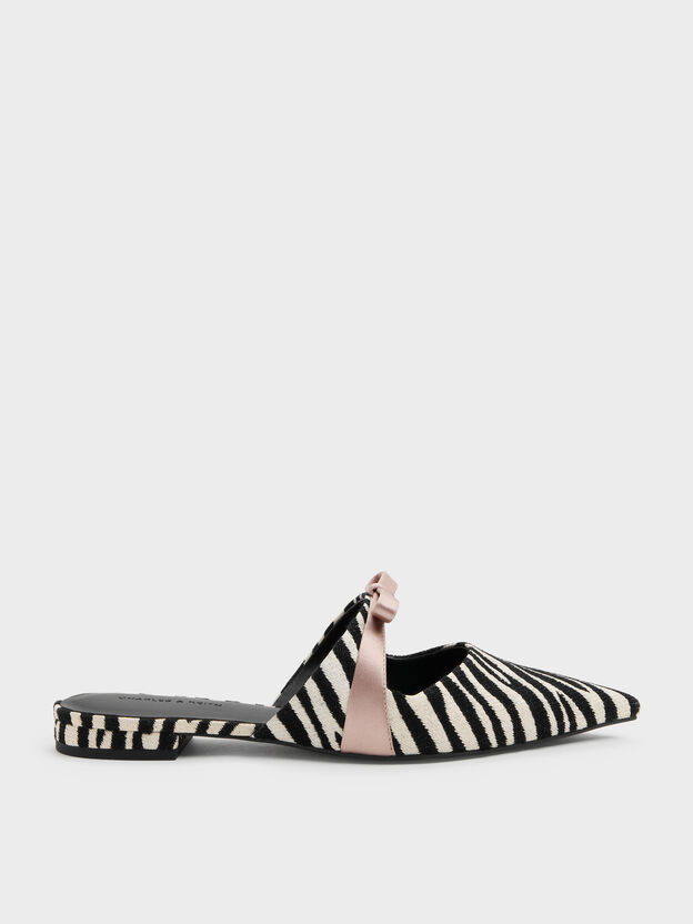 Kaleen Zebra-Print Pointed Mules, Animal Print Black, hi-res