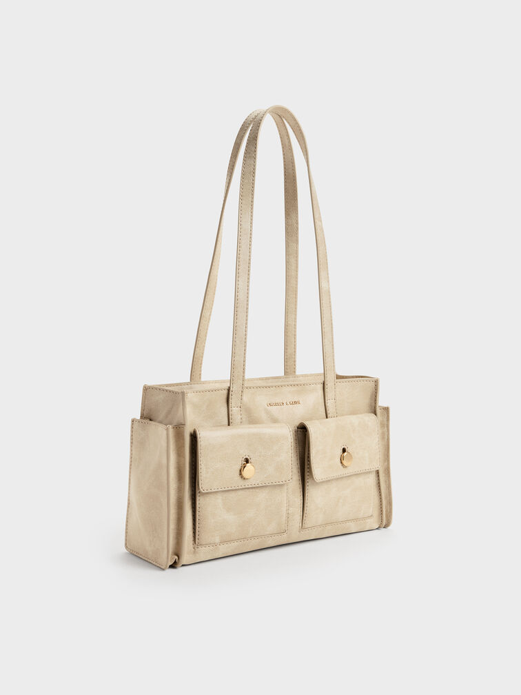 Zevon Multi-Pocket Tote Bag, Sand, hi-res