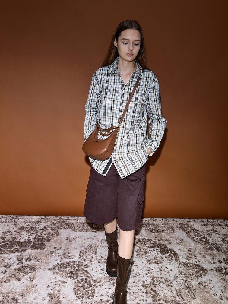 Mini Kora Chain-Link Moon Bag, Chocolate, hi-res