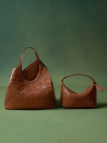 Ivette Woven Tote Bag, Chocolate, hi-res